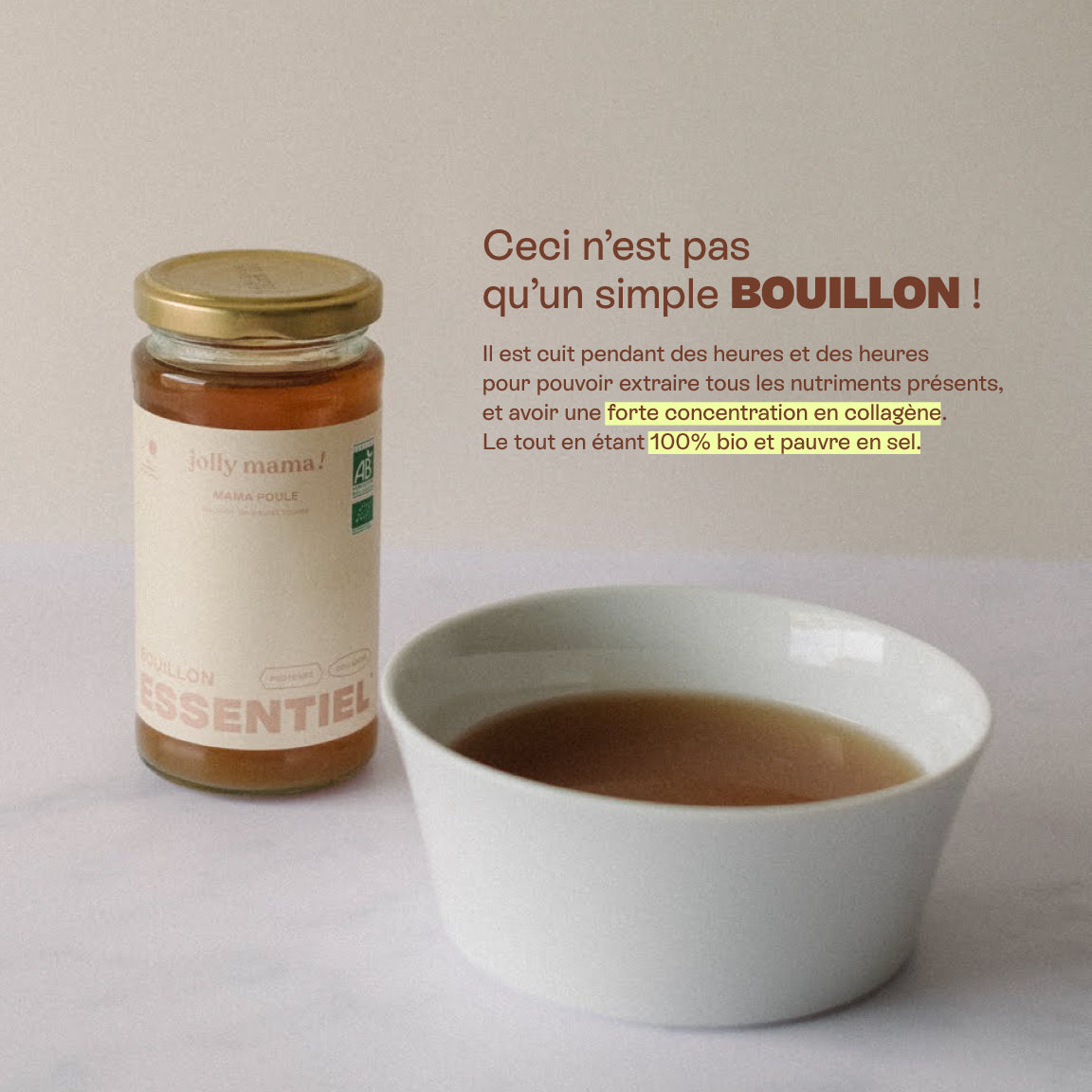 Mama Poule, natuurlijke bottenbouillon – elasticiteit van de huid, haargroei, welzijnsmoment