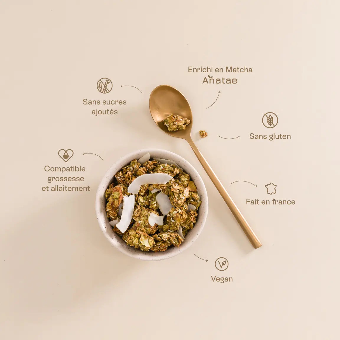 Biologische matcha granola bereiding – gezond ontbijt, geschikt tijdens de zwangerschap