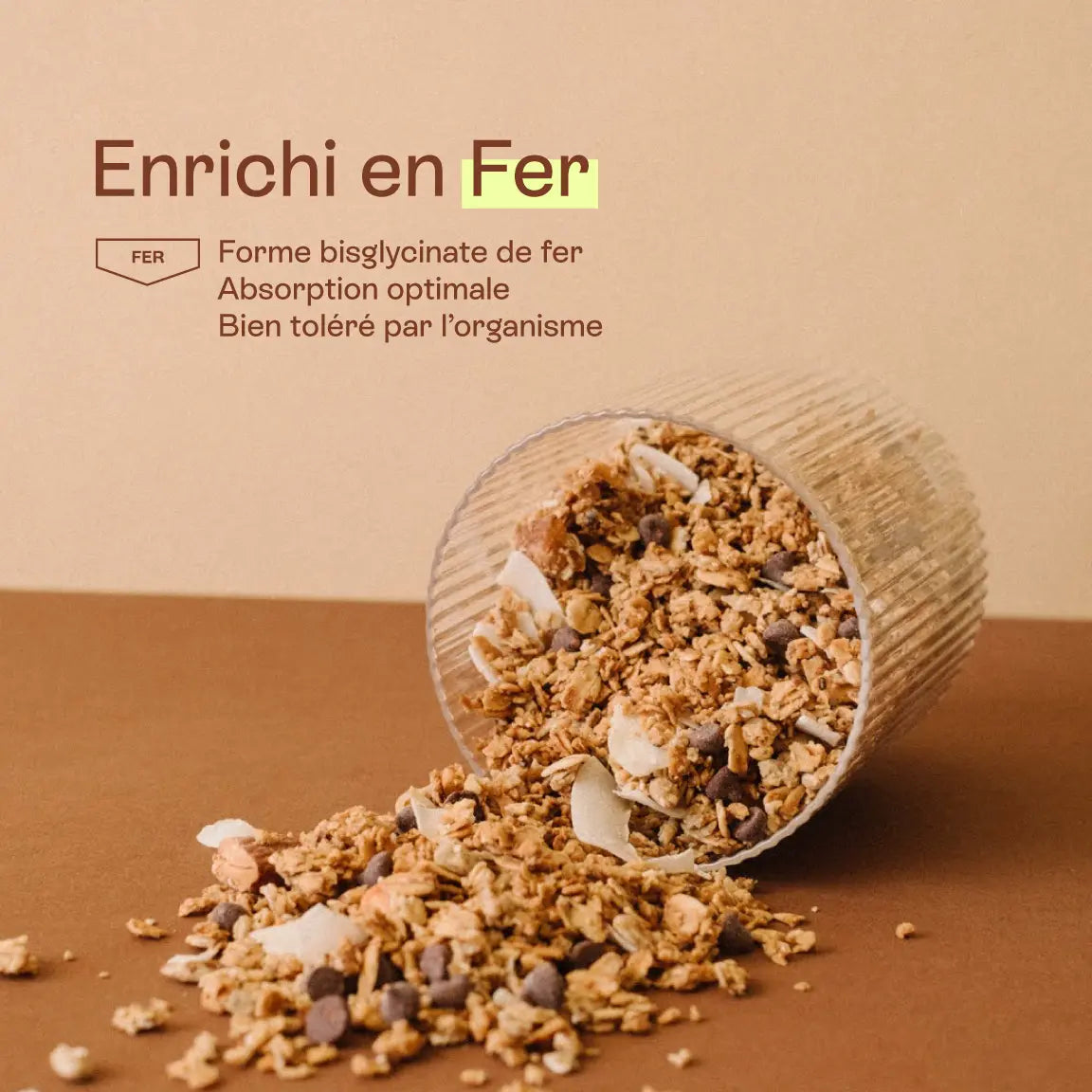 Granola nutrizionale Granochoc: 50% del fabbisogno giornaliero di ferro