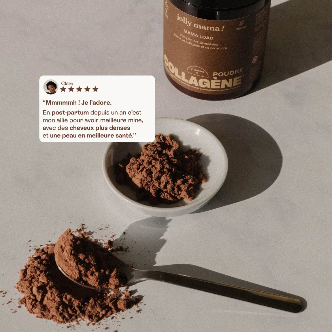 Mamaload – pot de poudre cacao collagène bio, fermeté et vitalité au quotidien
