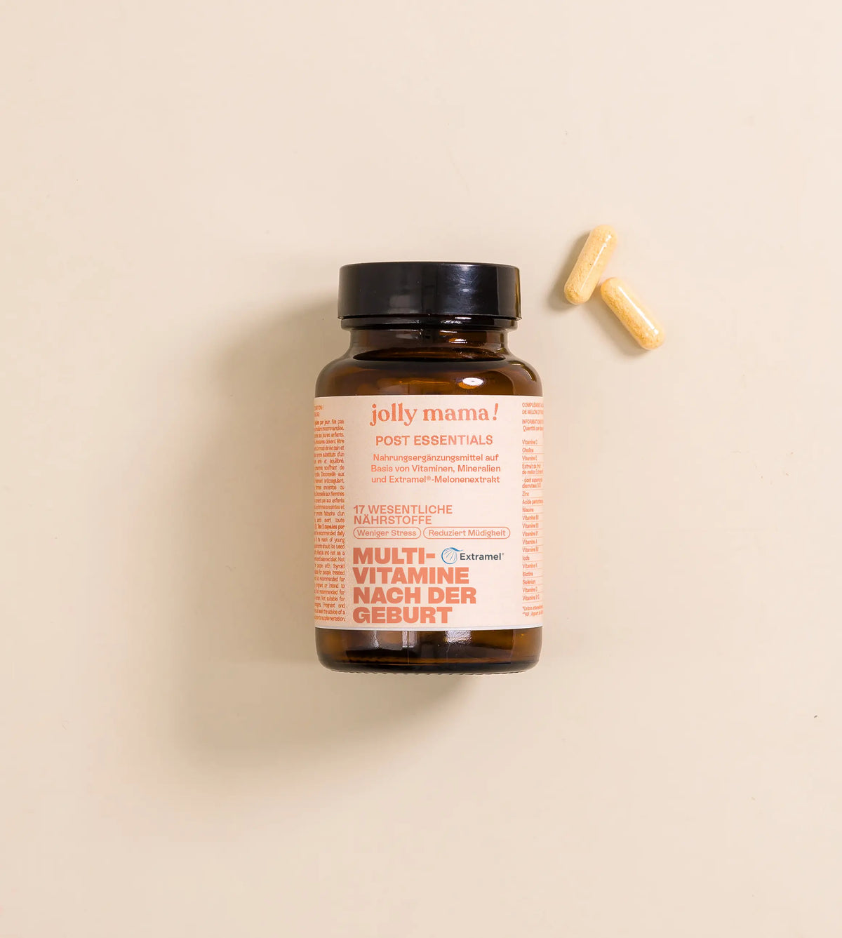 Jolly Mama Postpartum Multivitamin-Set – Post Essentials (17 Vitamine & Mineralien) + Omega Mama (pflanzliches DHA/EPA)