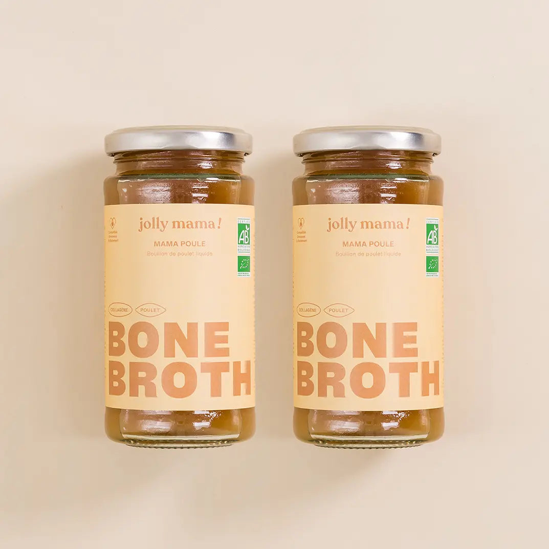 2 potten kipbouillon rijk aan collageen