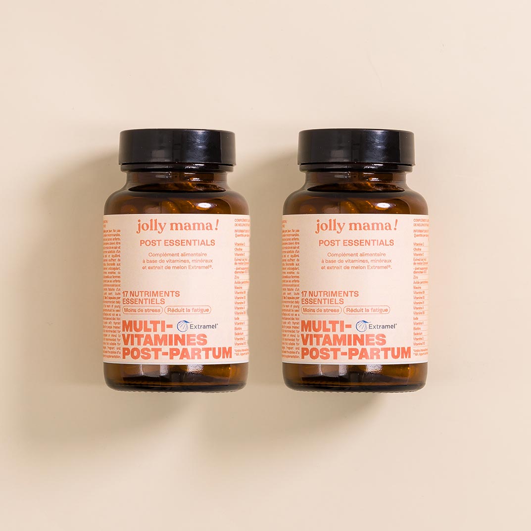 2 pots of postpartum multivitamin supplement