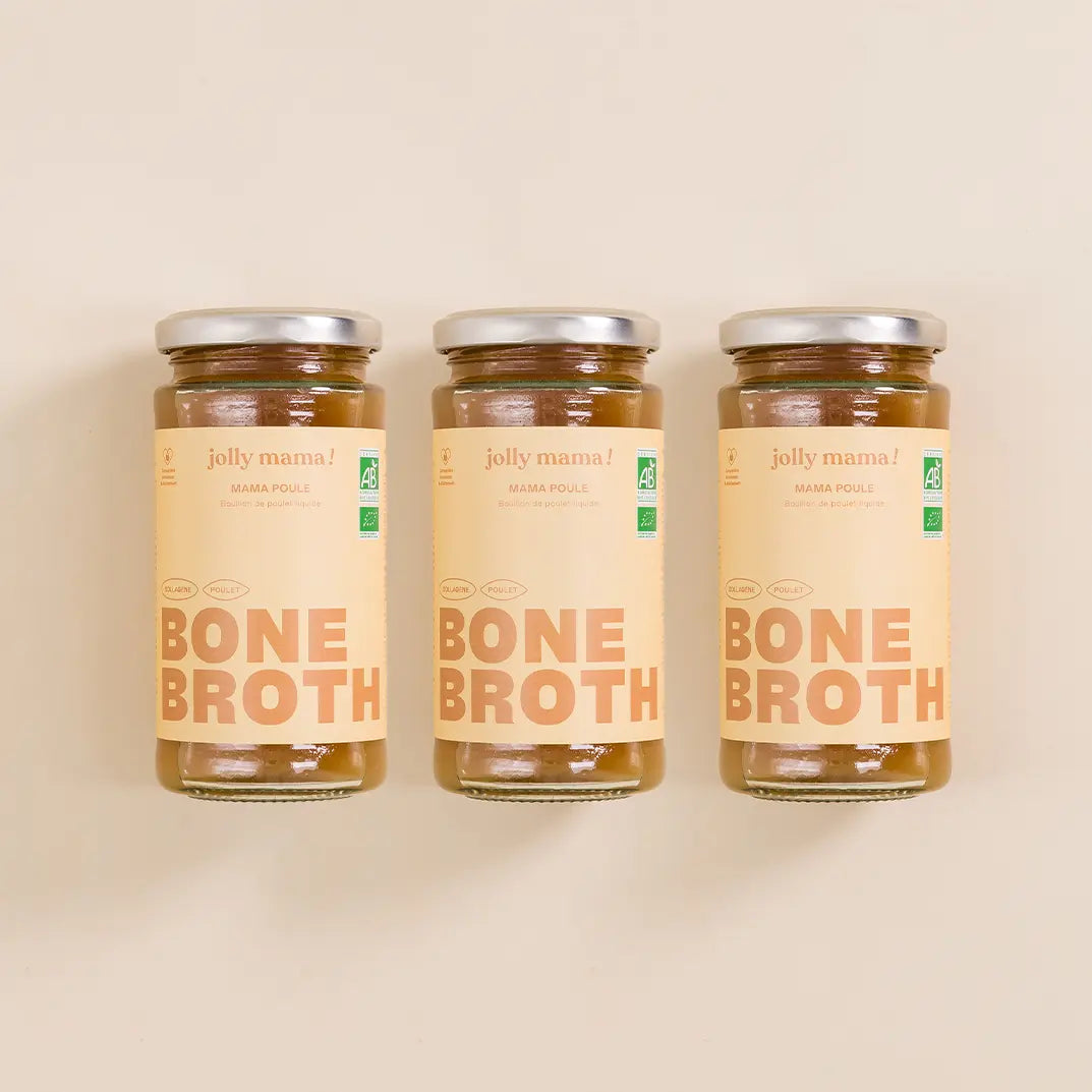3 potten kipbouillon rijk aan collageen