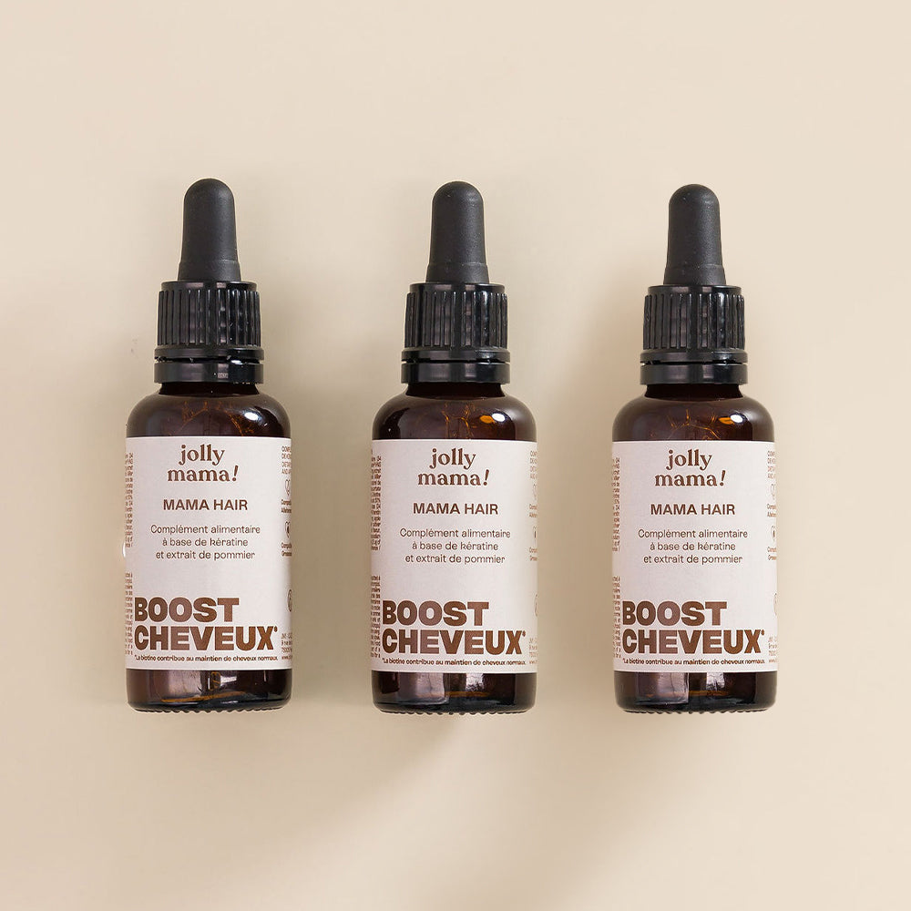 Mama Hair verzorging van Jolly Mama – haarbooster postpartum (kraamtijd), vloeibare textuur en nauwkeurige dosering