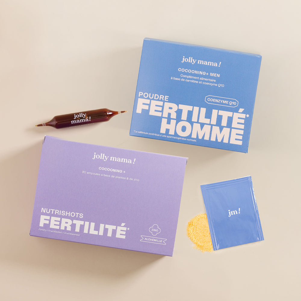 Conception pack for couples – female fertility support (zinc & relaxing plants) and male fertility support (carnitine, antioxidants)