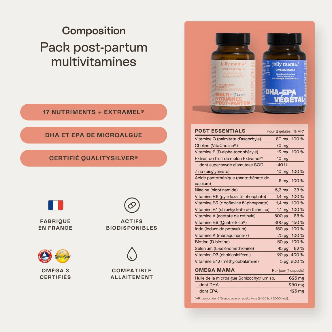 Pack postpartum multivitamines