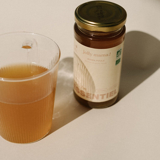 Bouillon bone broth Mama Poule, 100 % bio, sans gluten, idéal grossesse et post-partum